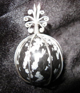 P-37 Snowflake obsidian spehre wrapped in sterling silver $35.jpg